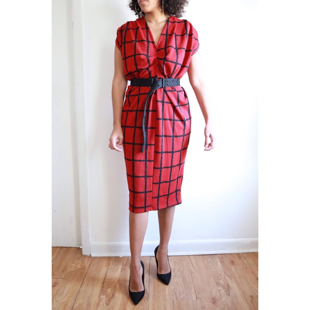 Red and black zara dress.